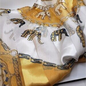 GOLD Elephant Silk Scarf Wrap hair accessory mask